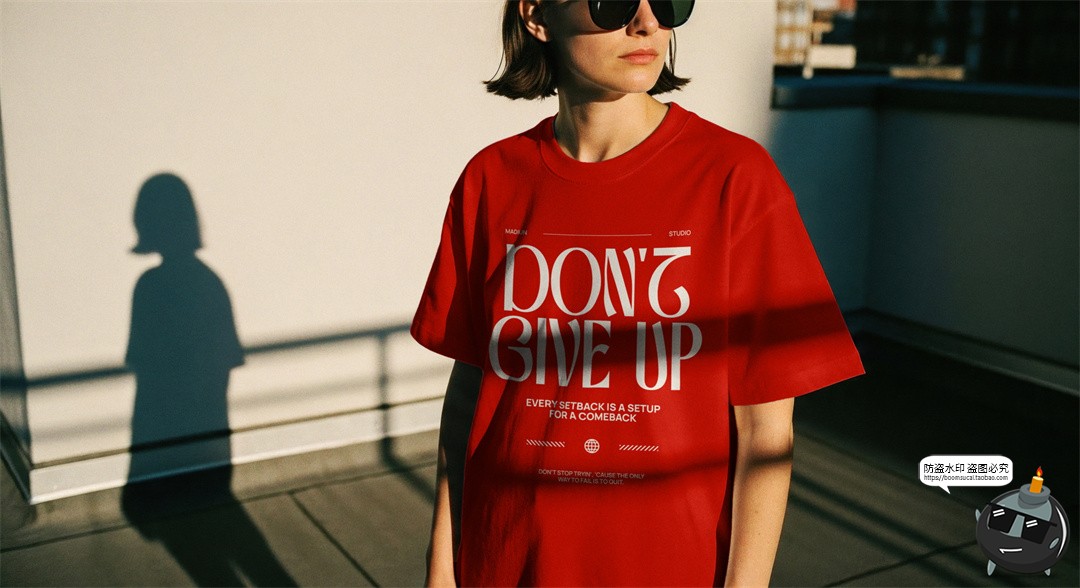 图片[4]-潮流宽松大码女装短袖T恤服装网红街拍场景展示效果图PSD样机素材-设计猿