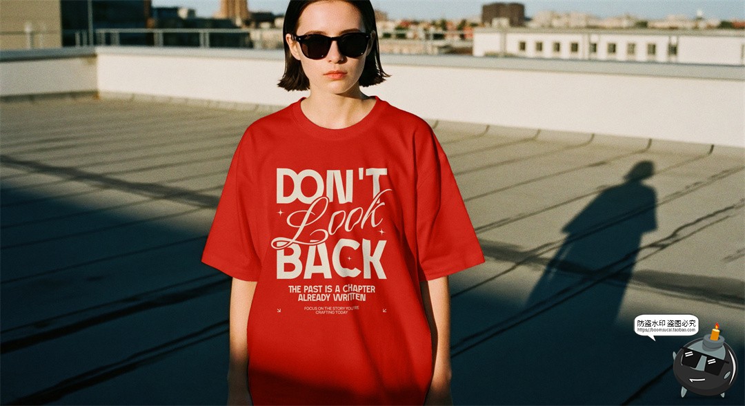 图片[5]-潮流宽松大码女装短袖T恤服装网红街拍场景展示效果图PSD样机素材-设计猿