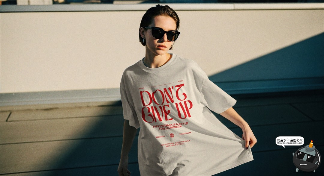 图片[9]-潮流宽松大码女装短袖T恤服装网红街拍场景展示效果图PSD样机素材-设计猿