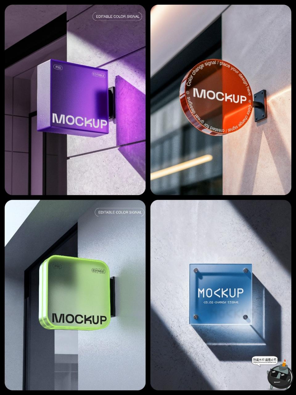 图片[2]-潮流店铺户外门牌亚克力招牌店名挂墙式侧挂贴图样机PSD模板素材-设计猿