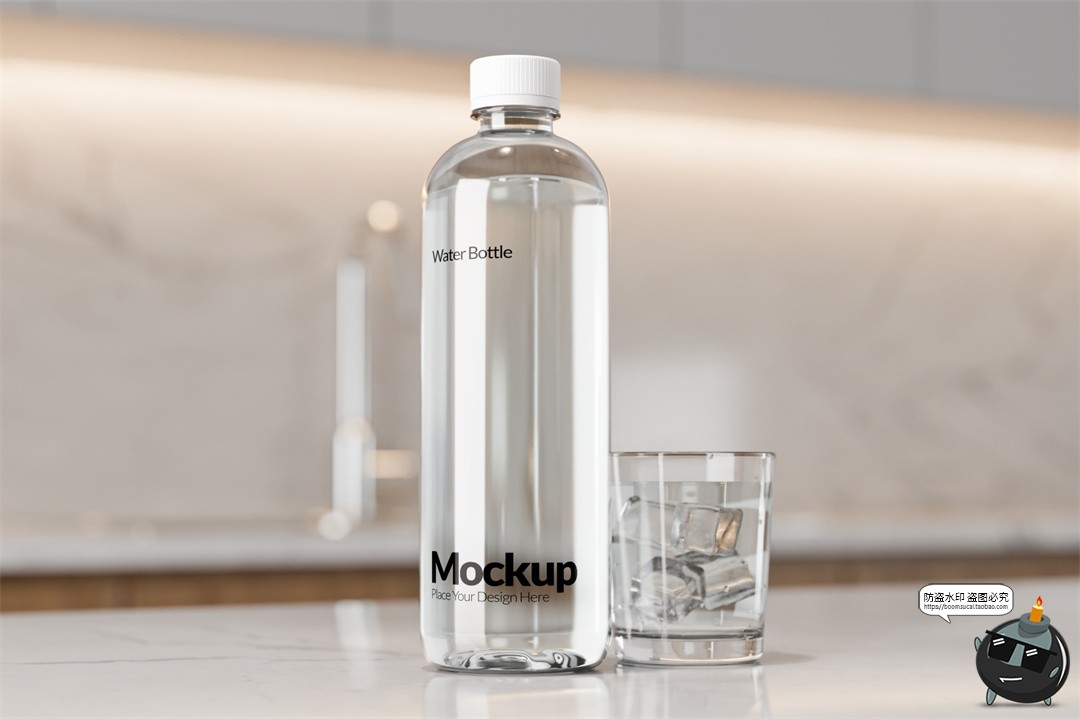 图片[2]-矿泉水纯净水塑料瓶瓶贴标签包装样机贴图效果展示PSD模板素材-设计猿