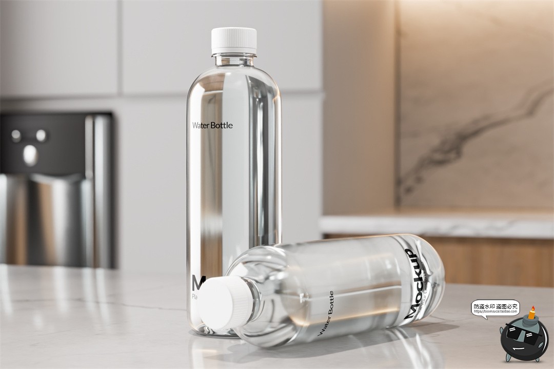 图片[3]-矿泉水纯净水塑料瓶瓶贴标签包装样机贴图效果展示PSD模板素材-设计猿