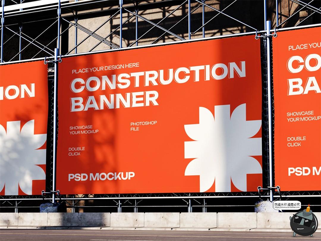 图片[6]-国外城市街头工地围挡户外场景宣传海报广告效果展示PSD模板样机-设计猿