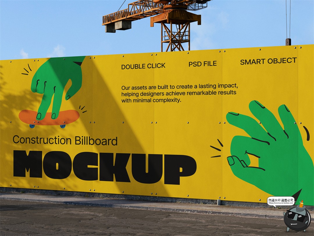 图片[8]-国外城市街头工地围挡户外场景宣传海报广告效果展示PSD模板样机-设计猿