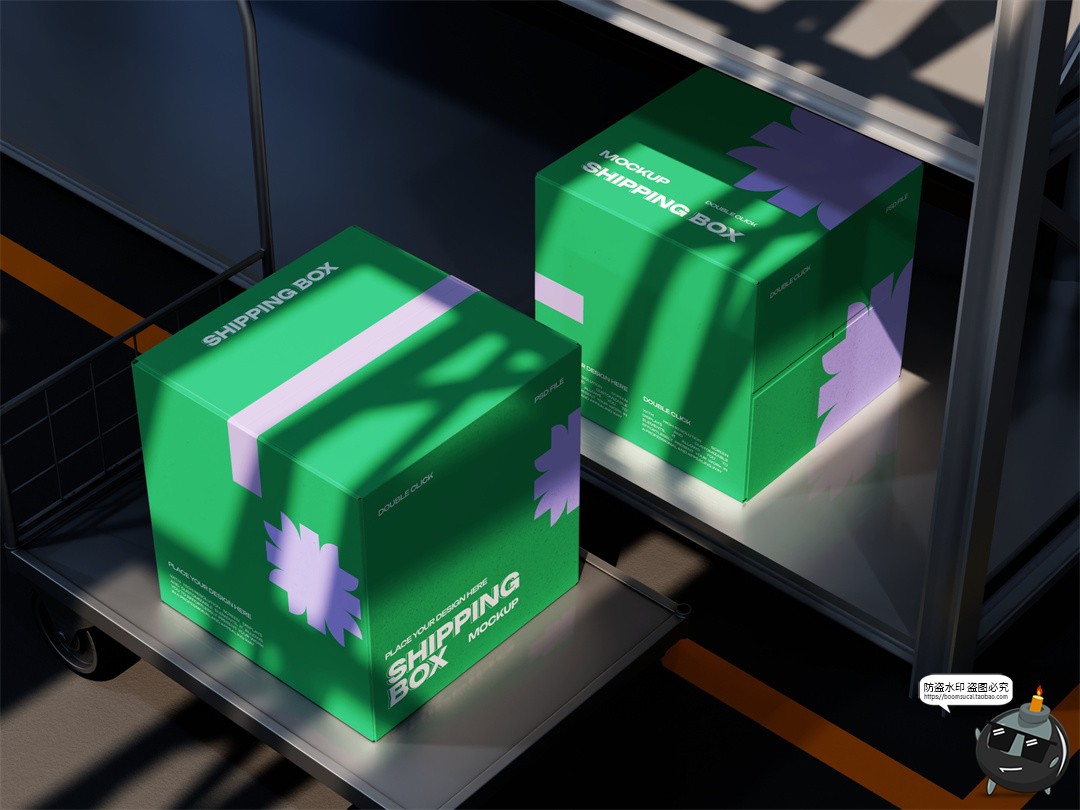 图片[6]-快递物流VI提案卡车包装纸箱胶带场景效果展示PSD样机模板PS素材-设计猿