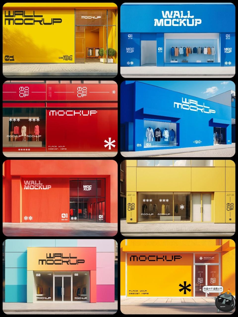 图片[2]-门店门头商场超市外墙橱窗店铺店招招牌海报装修PSD模板贴图样机-设计猿