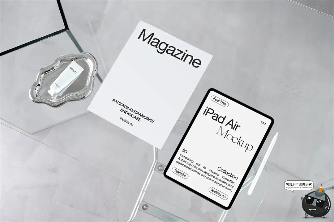 图片[8]-简约场景手提袋化妆品包装手机iPad平板电脑纸袋PSD模板样机素材-设计猿
