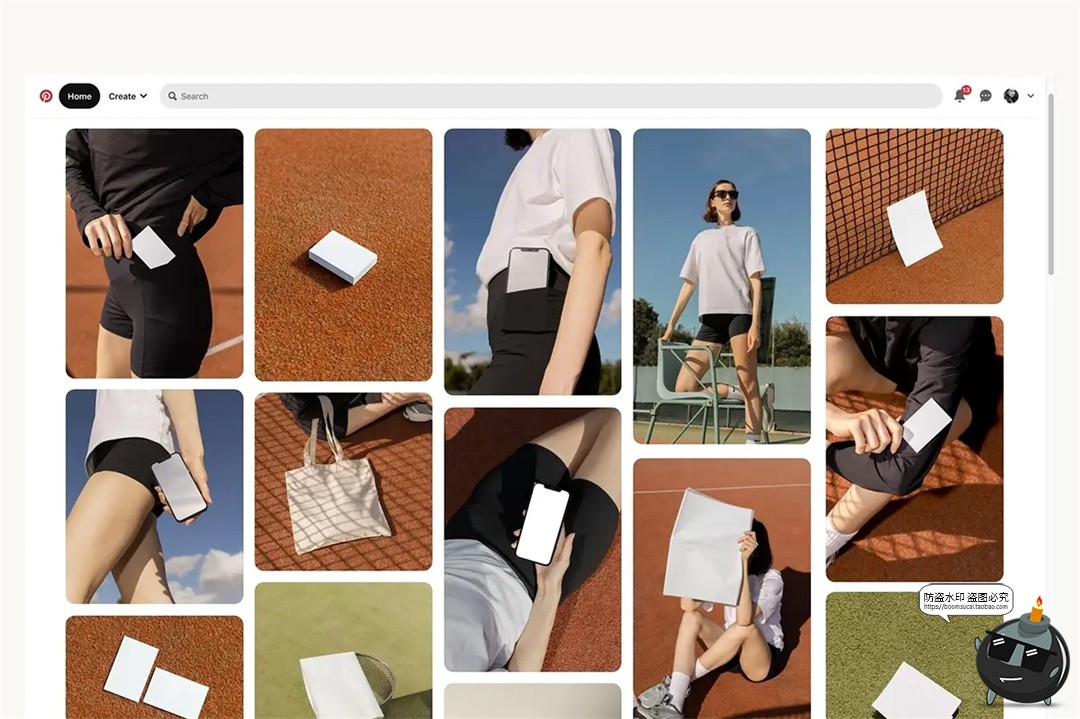 图片[2]-运动健身场景名片帆布包模特手机网球场展示效果图PSD模板样机-设计猿