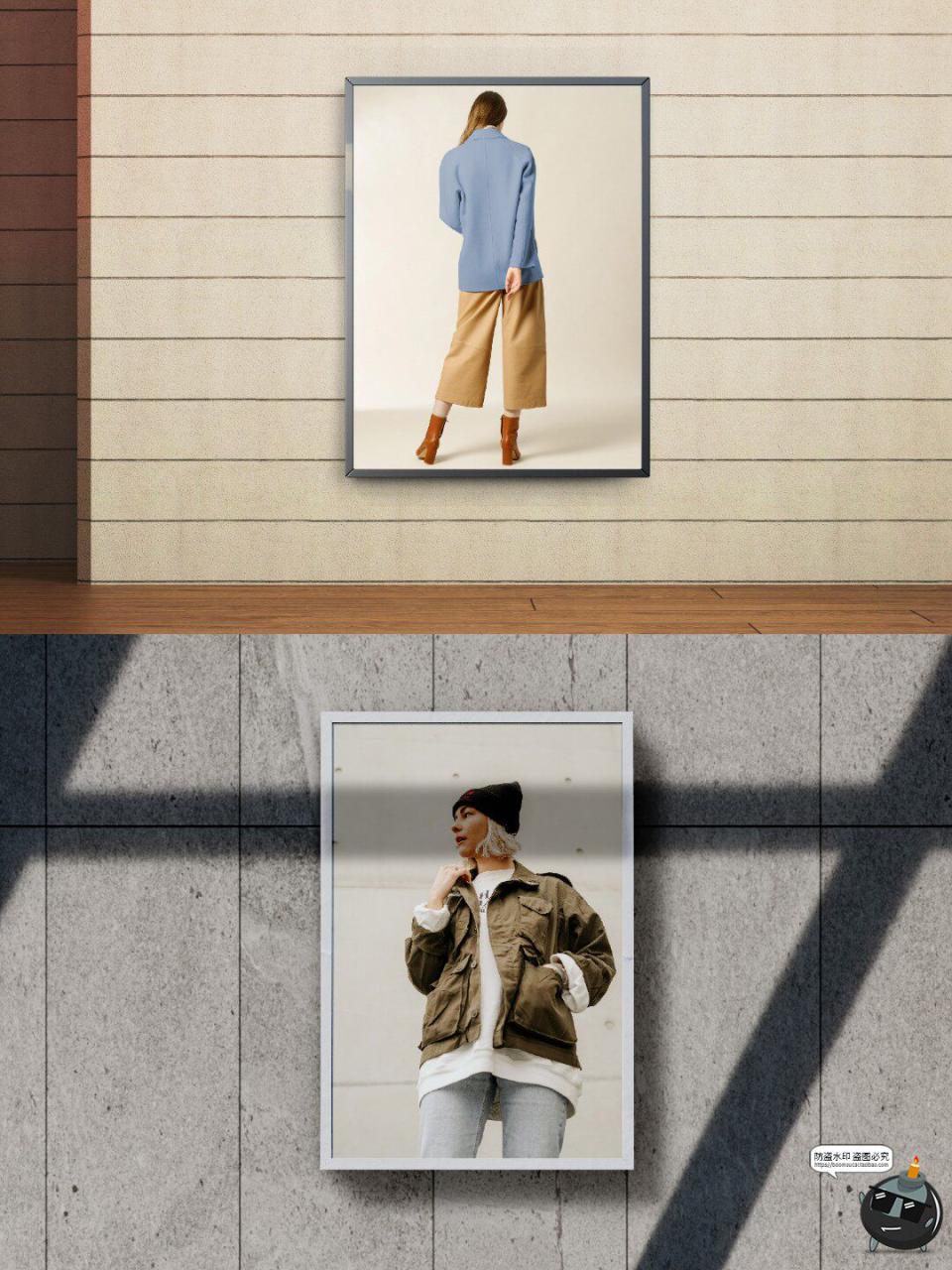 图片[2]-户外墙面海报广告框架边框模型效果图展示贴图样机PSD模板ps素材-设计猿