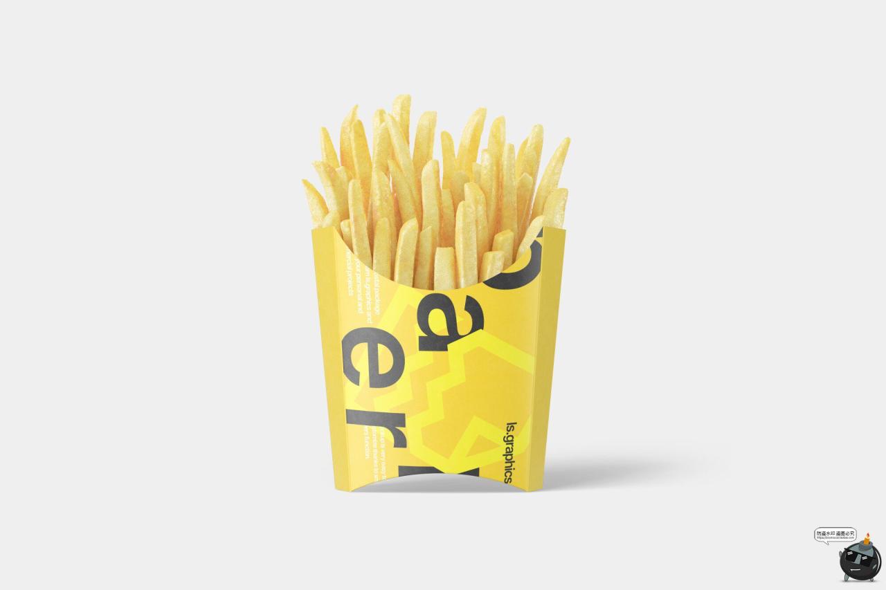 图片[1]-炸薯条包装纸盒子模型模板vi智能贴图样机PSD分层贴图提案ps素材-设计猿