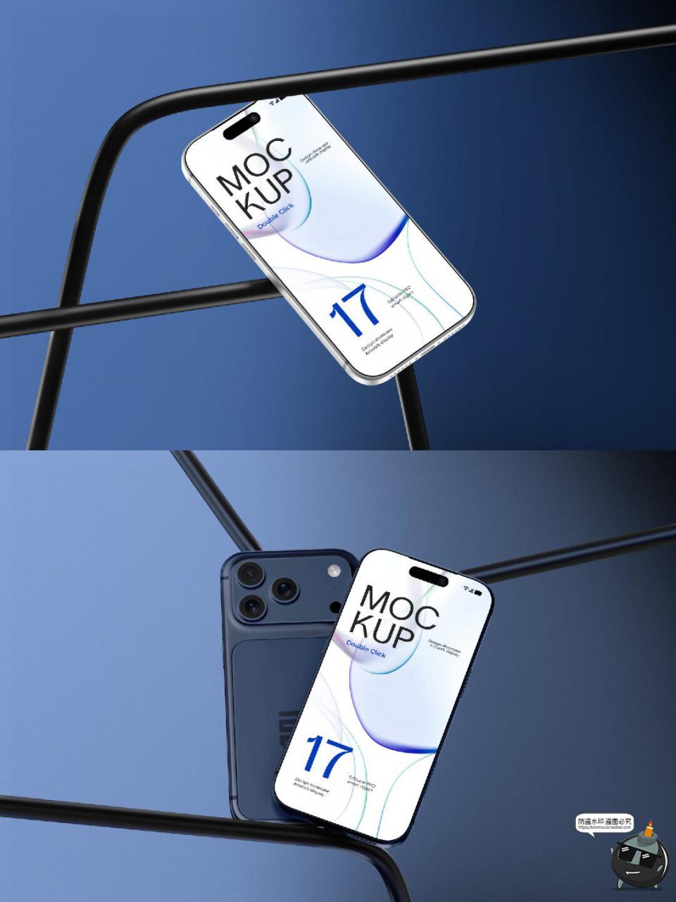 图片[2]-工业风悬浮iPhone17手机广告APPUI作品效果图展示样机PSD模板素材-设计猿