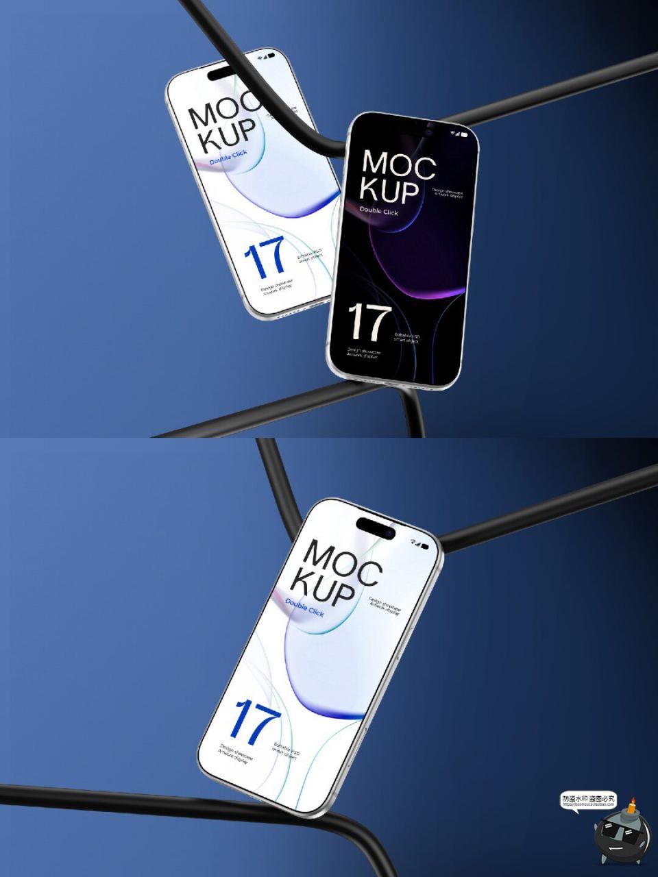 图片[3]-工业风悬浮iPhone17手机广告APPUI作品效果图展示样机PSD模板素材-设计猿