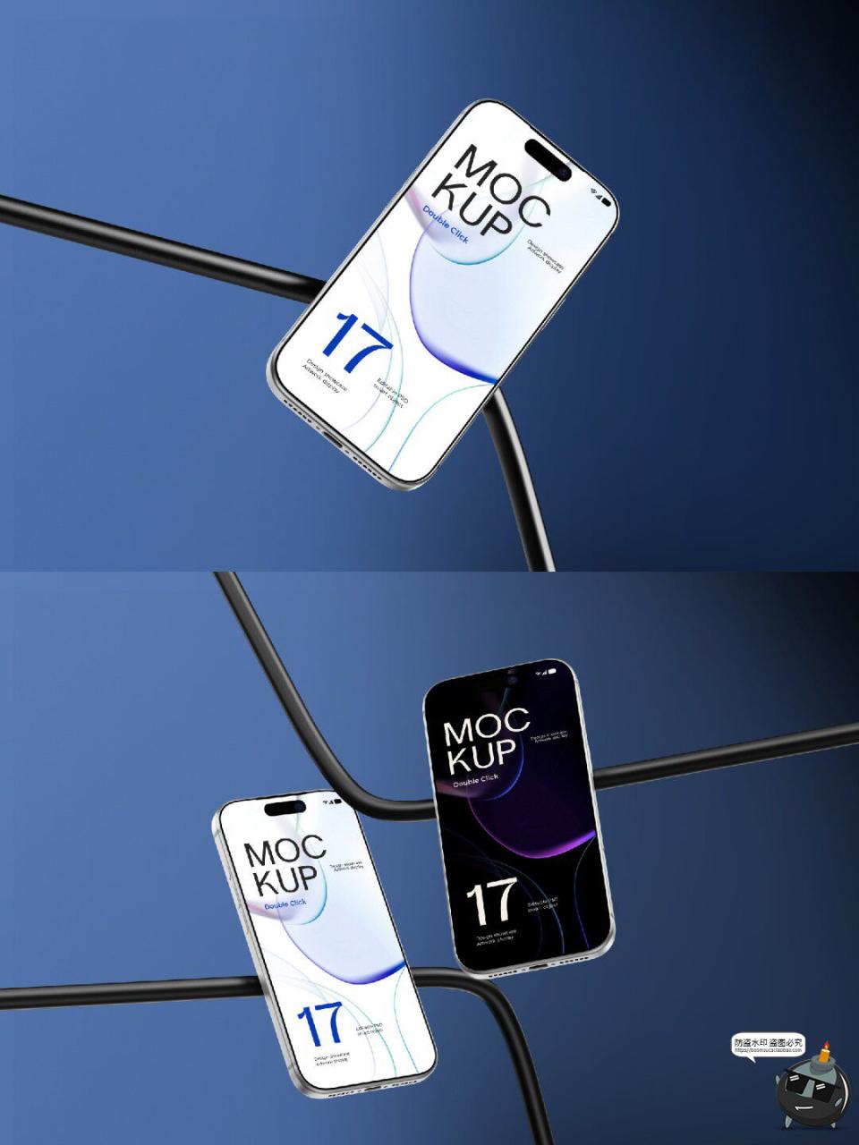 图片[4]-工业风悬浮iPhone17手机广告APPUI作品效果图展示样机PSD模板素材-设计猿
