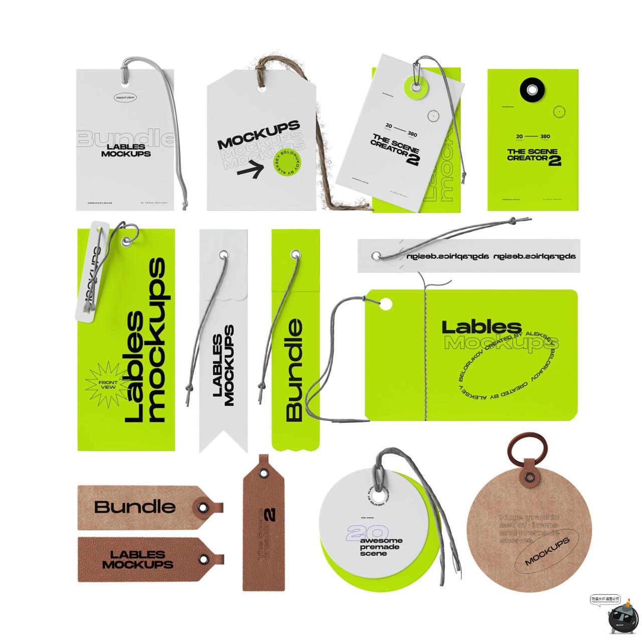 图片[1]-潮流服装标签吊牌品牌vi效果图展示标志logo贴图样机PSD模板素材-设计猿