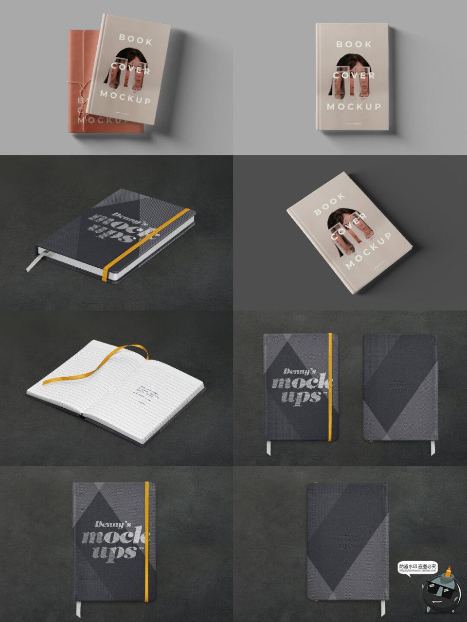 图片[1]-笔记本记事本日记本子封面效果图展示PSD智能贴图样机模板ps素材-设计猿