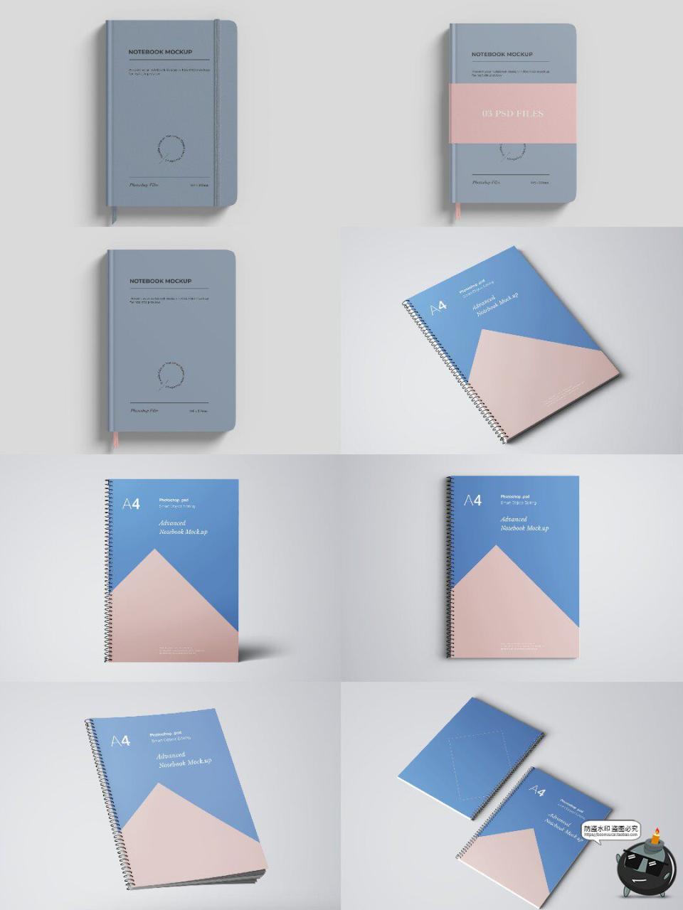 图片[2]-笔记本记事本日记本子封面效果图展示PSD智能贴图样机模板ps素材-设计猿