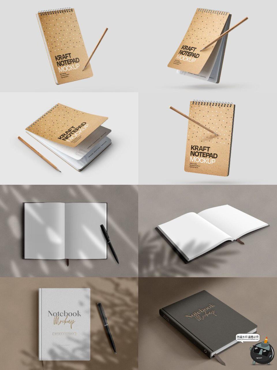 图片[3]-笔记本记事本日记本子封面效果图展示PSD智能贴图样机模板ps素材-设计猿