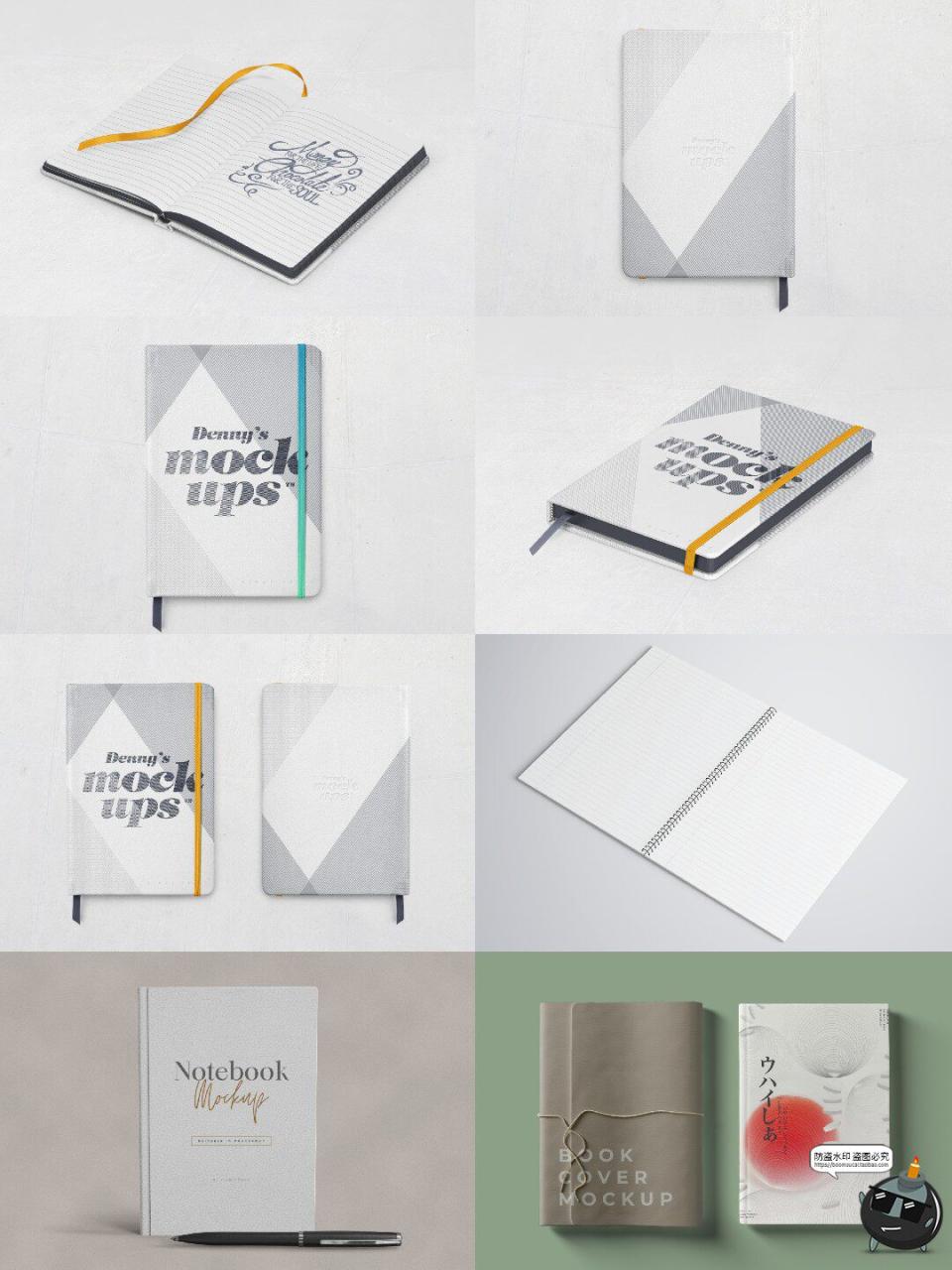 图片[6]-笔记本记事本日记本子封面效果图展示PSD智能贴图样机模板ps素材-设计猿