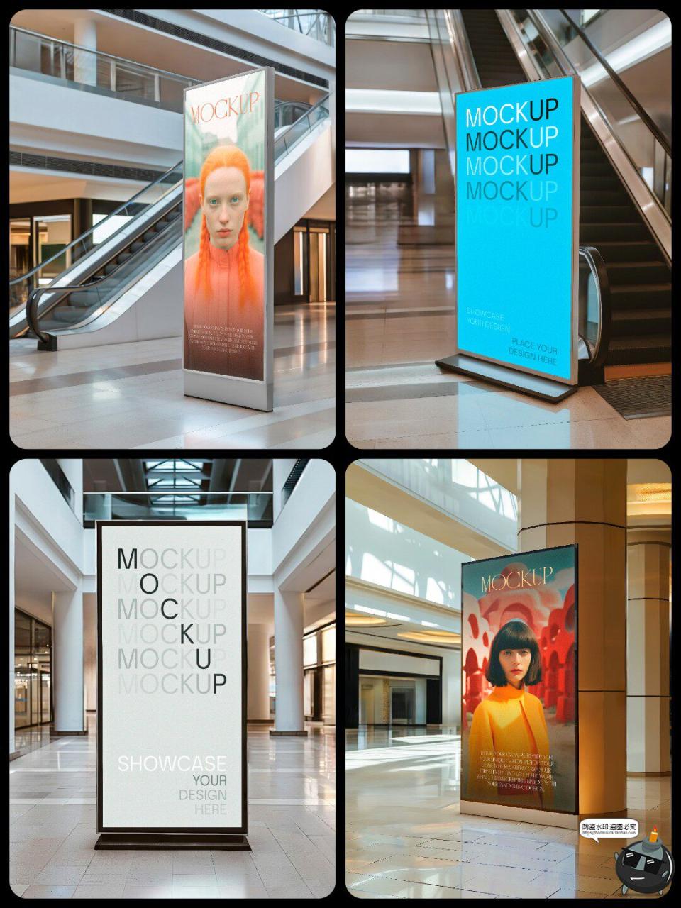 图片[4]-室内商场机场地铁公交站广告牌宣传灯箱立牌贴图样机PSD模板素材-设计猿