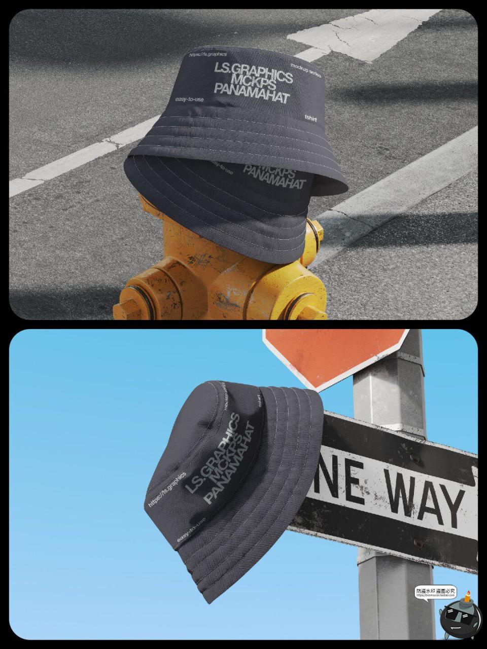 图片[5]-T恤卫衣工装帆布包渔夫帽袜子吊牌标签展示效果图PSD模板样机素材-设计猿