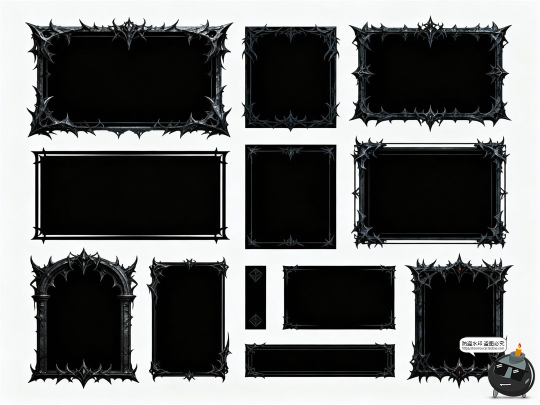 图片[2]-哥特暗黑边框邪恶魔反派尖刺围框PNG免抠图片素材-设计猿
