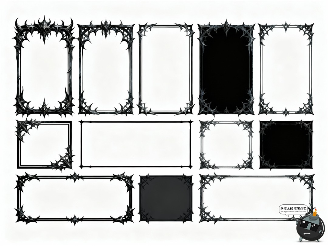 图片[3]-哥特暗黑边框邪恶魔反派尖刺围框PNG免抠图片素材-设计猿