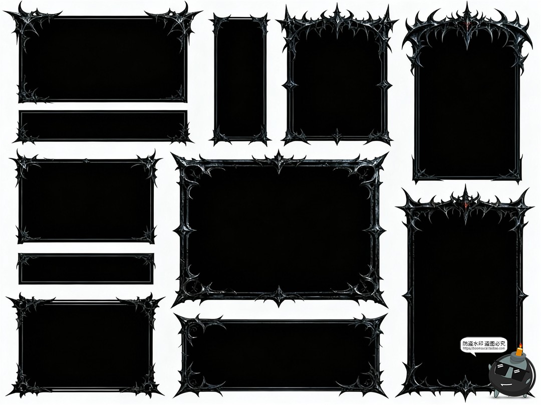 图片[5]-哥特暗黑边框邪恶魔反派尖刺围框PNG免抠图片素材-设计猿