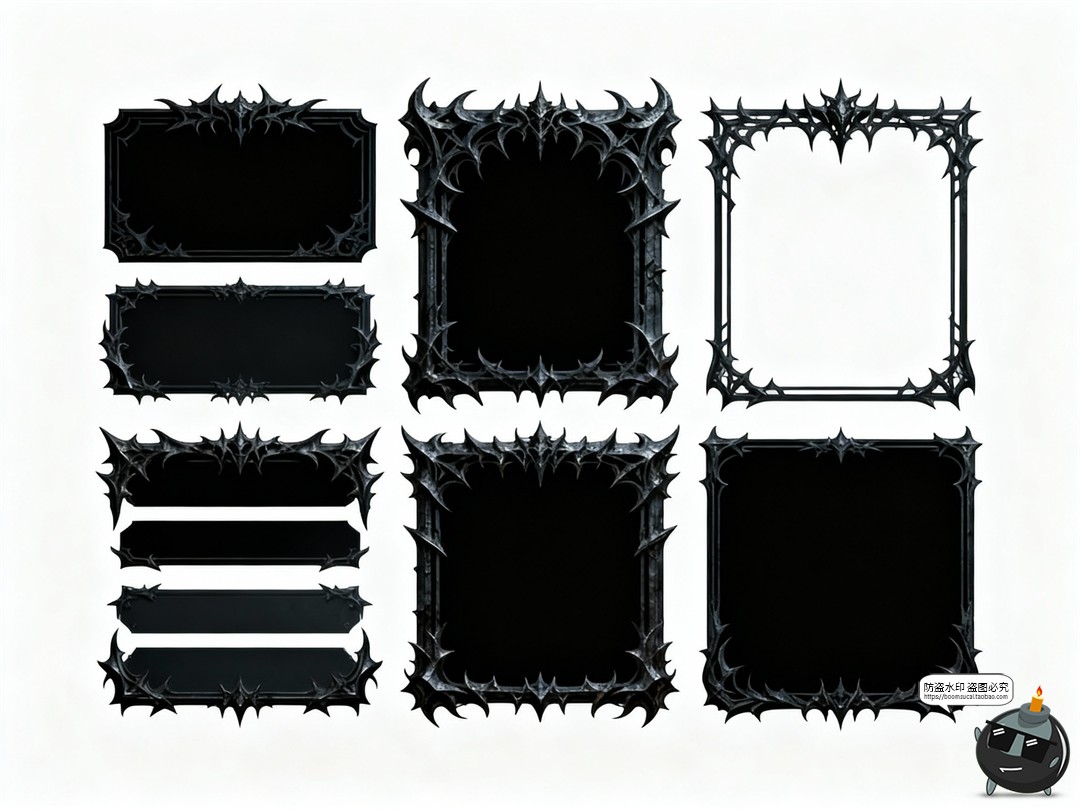 图片[6]-哥特暗黑边框邪恶魔反派尖刺围框PNG免抠图片素材-设计猿