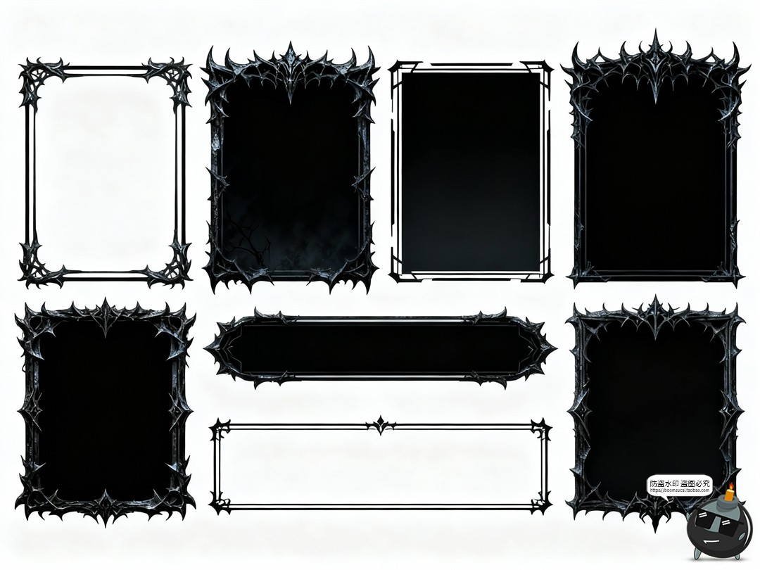 图片[8]-哥特暗黑边框邪恶魔反派尖刺围框PNG免抠图片素材-设计猿