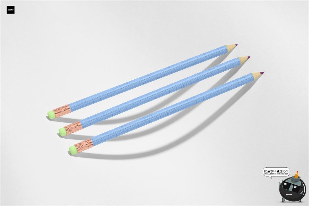 图片[3]-木质铅笔带橡皮擦文具品牌模型展示印花图案贴图样机PSD模板素材-设计猿