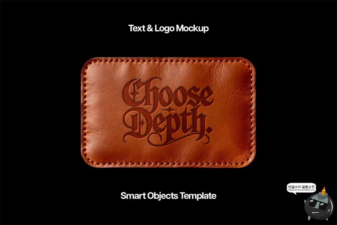 真皮贴皮革logo图案服装品牌商标烫印装饰效果图样机PSD模板素材-设计猿