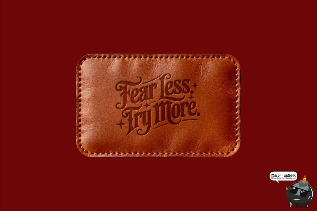 图片[2]-真皮贴皮革logo图案服装品牌商标烫印装饰效果图样机PSD模板素材-设计猿