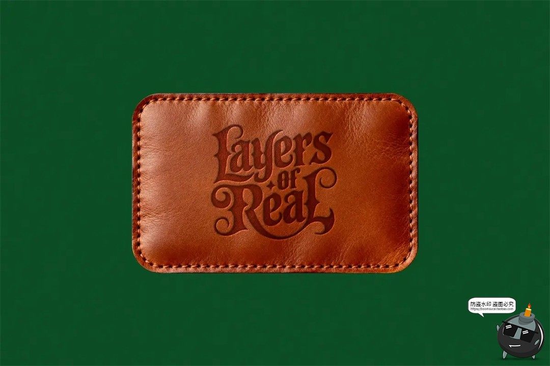 图片[4]-真皮贴皮革logo图案服装品牌商标烫印装饰效果图样机PSD模板素材-设计猿