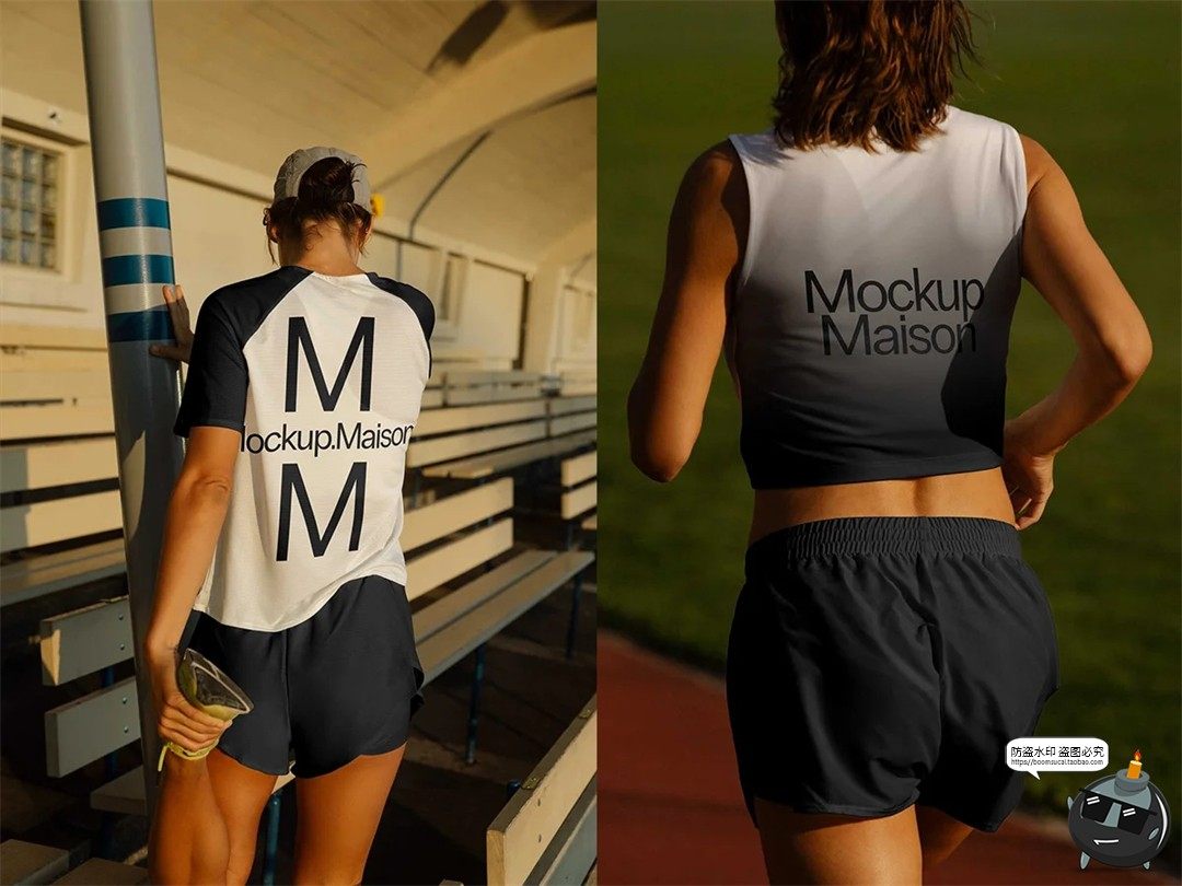 图片[3]-田径健身锻炼跑步训练运动队服赛服背心短裤服装场景样机PSD素材-设计猿