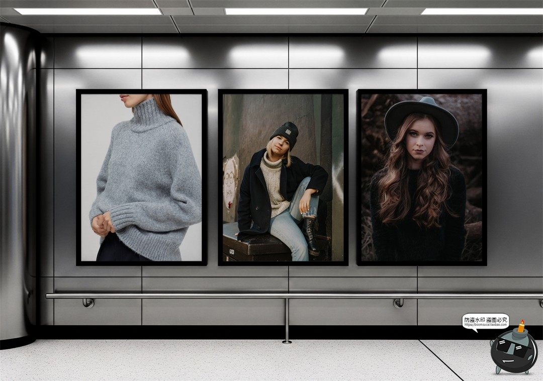 图片[1]-户外海报工业风招贴导视灯箱广告牌展示效果图PSD模板样机ps素材-设计猿
