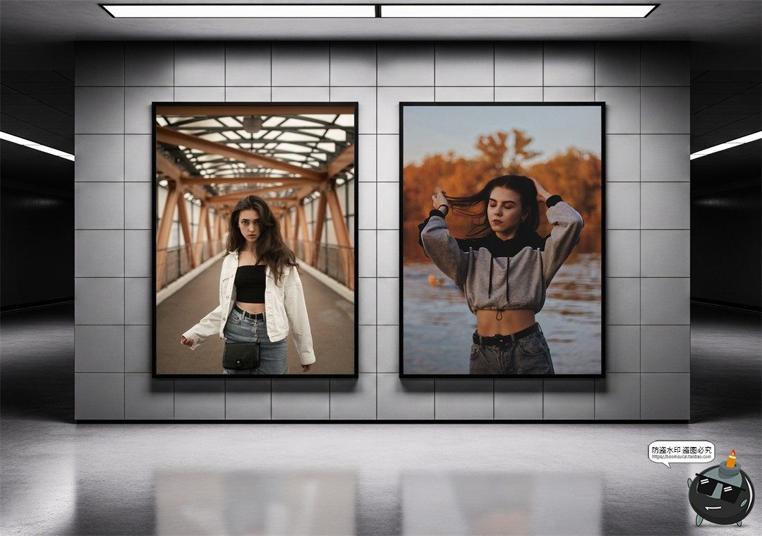 图片[2]-户外海报工业风招贴导视灯箱广告牌展示效果图PSD模板样机ps素材-设计猿