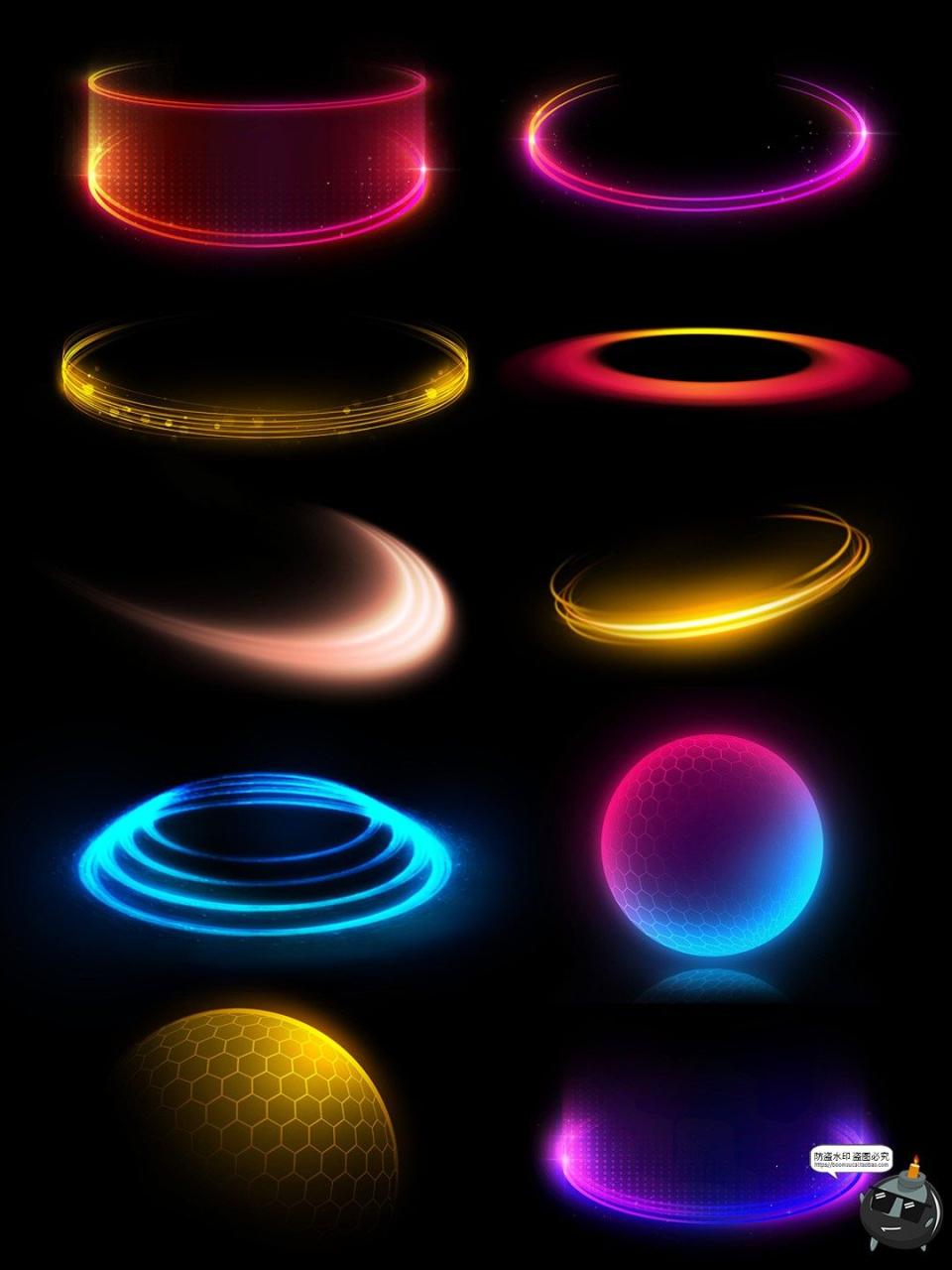 科幻科技感光圈光效未来光环炫光炫酷特效后期元素PSD分层PS素材-设计猿