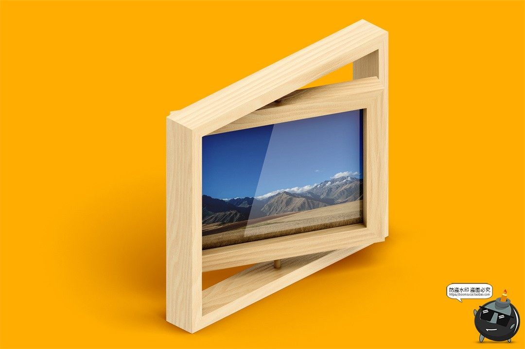 图片[2]-木质可旋转相框旅游相册照片效果展示贴图样机VI品牌提案PSD素材-设计猿