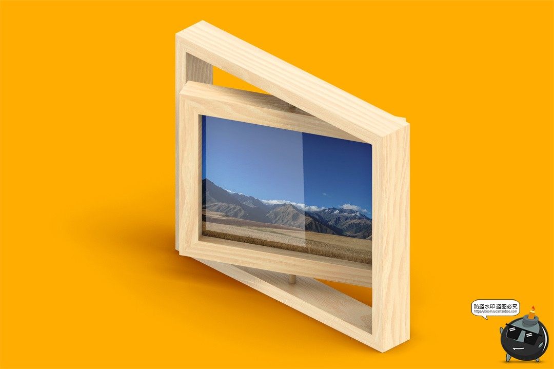 图片[3]-木质可旋转相框旅游相册照片效果展示贴图样机VI品牌提案PSD素材-设计猿