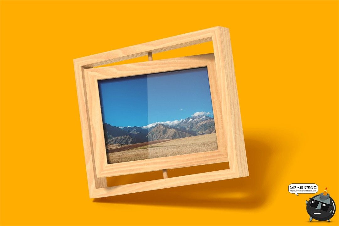 图片[4]-木质可旋转相框旅游相册照片效果展示贴图样机VI品牌提案PSD素材-设计猿