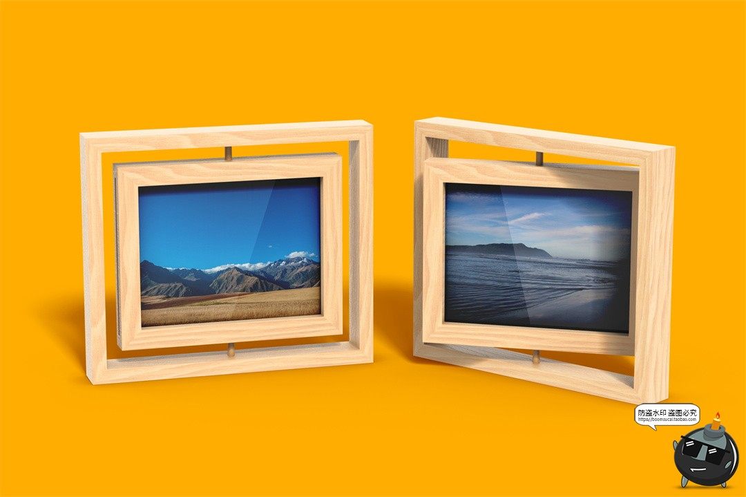 图片[9]-木质可旋转相框旅游相册照片效果展示贴图样机VI品牌提案PSD素材-设计猿