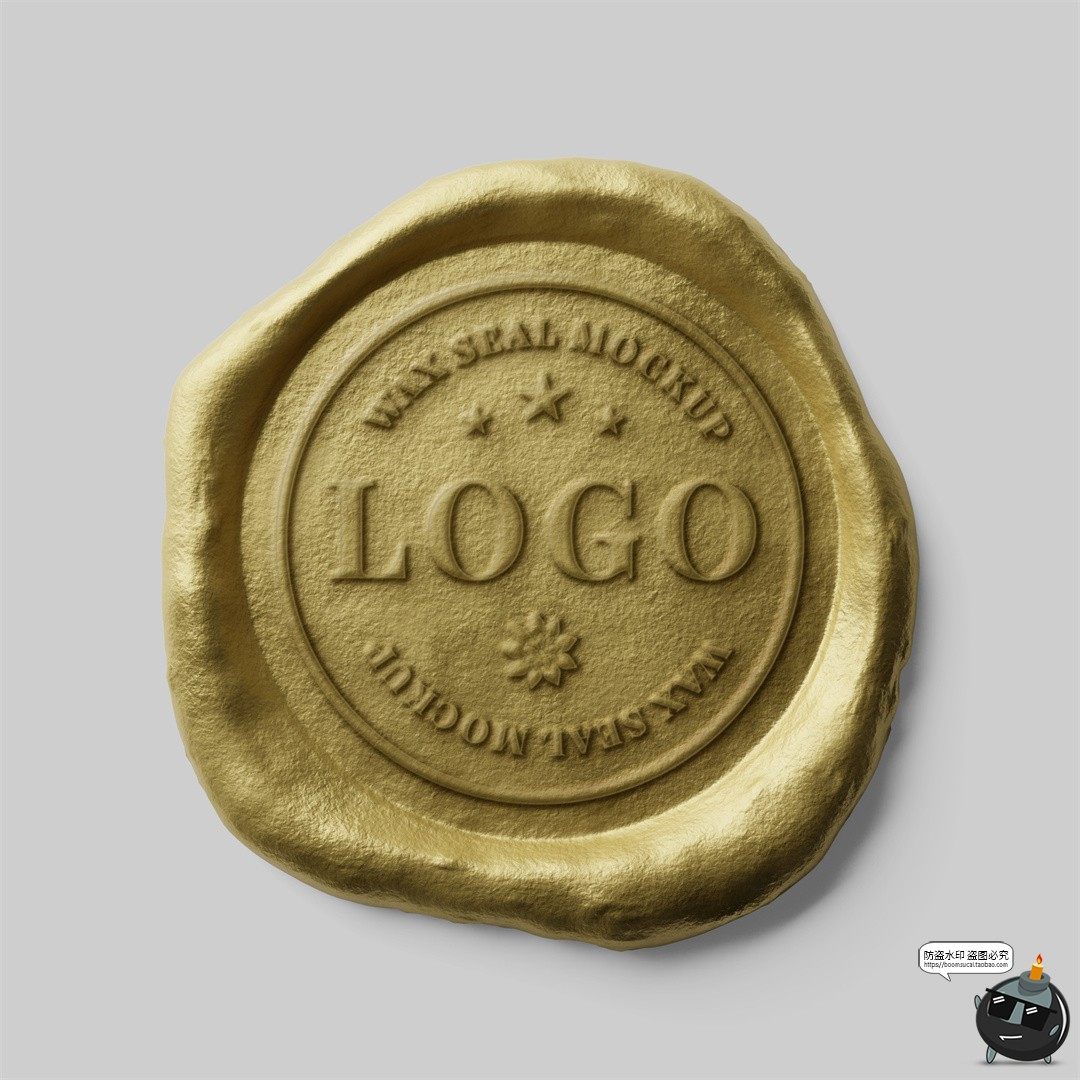 图片[1]-金属金铬火漆印章蜡封密封LOGO标志图案效果图PSD样机贴图素材-设计猿
