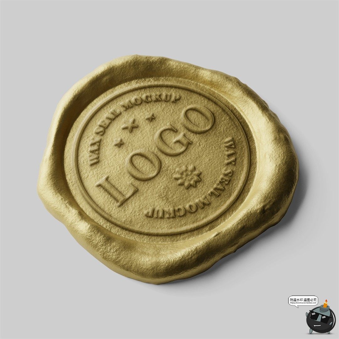 图片[2]-金属金铬火漆印章蜡封密封LOGO标志图案效果图PSD样机贴图素材-设计猿