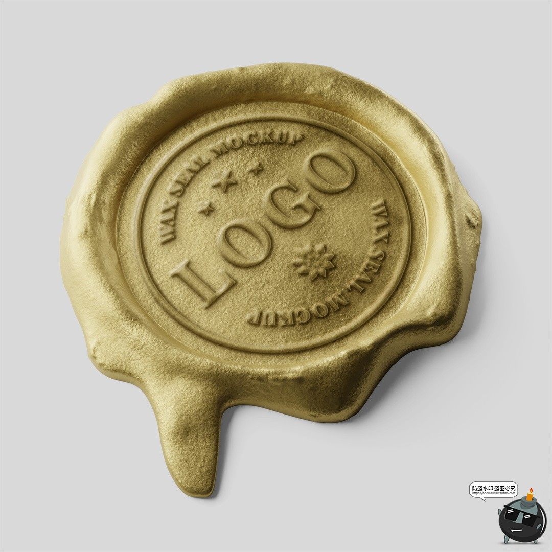 图片[3]-金属金铬火漆印章蜡封密封LOGO标志图案效果图PSD样机贴图素材-设计猿