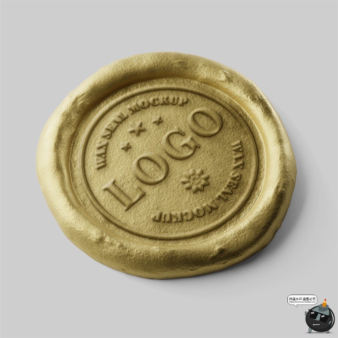 图片[4]-金属金铬火漆印章蜡封密封LOGO标志图案效果图PSD样机贴图素材-设计猿
