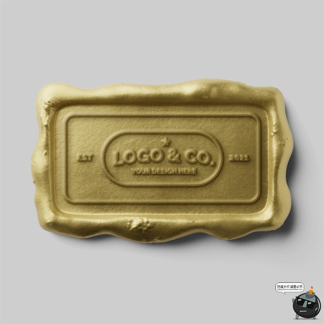 图片[5]-金属金铬火漆印章蜡封密封LOGO标志图案效果图PSD样机贴图素材-设计猿