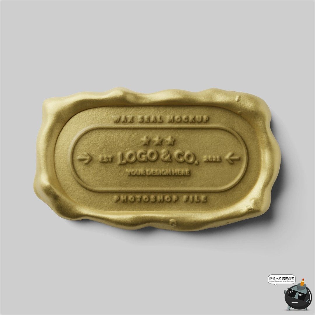 图片[6]-金属金铬火漆印章蜡封密封LOGO标志图案效果图PSD样机贴图素材-设计猿
