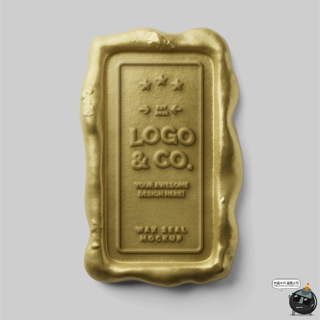 图片[7]-金属金铬火漆印章蜡封密封LOGO标志图案效果图PSD样机贴图素材-设计猿