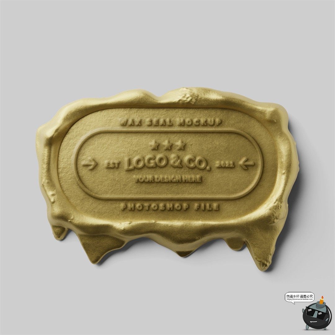 图片[8]-金属金铬火漆印章蜡封密封LOGO标志图案效果图PSD样机贴图素材-设计猿