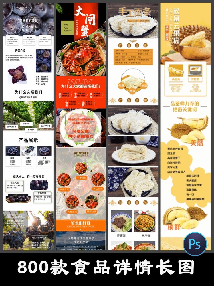 电商详情页装修模板美食零食牛排水果生鲜食品类目PSD设计素材图-设计猿